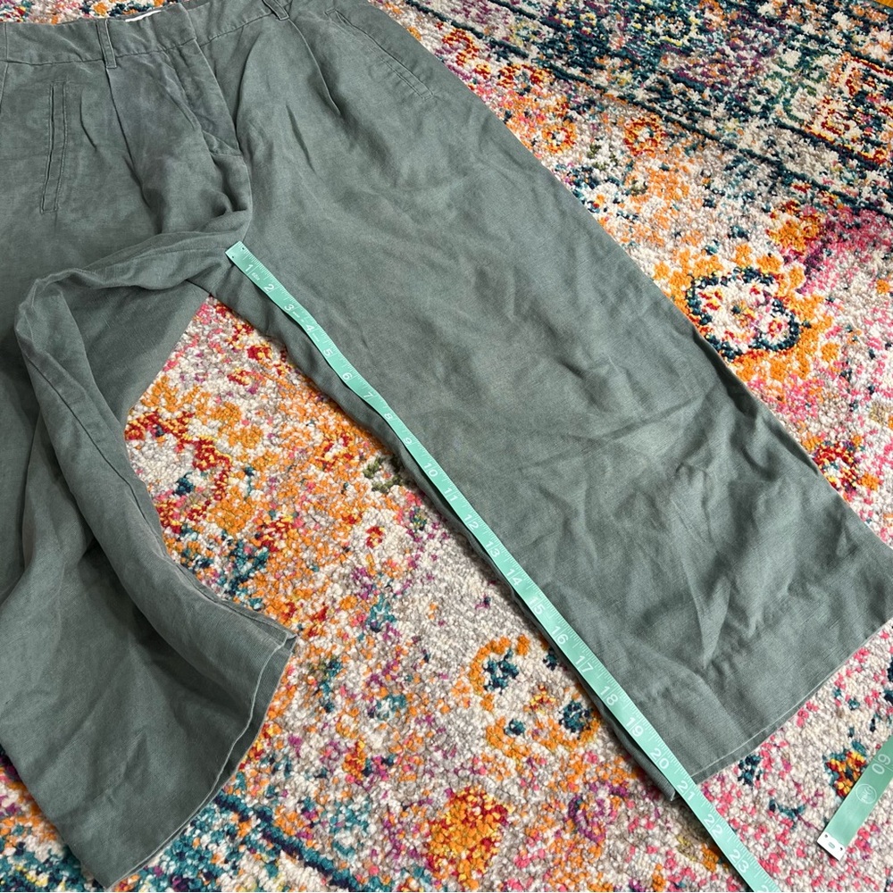 Wilfred Aritzia Green Linen Culottes Wide Leg Cropped Pants 0 - Picture 11 of 12